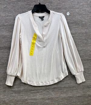 Buffalo David Bitton Sweater Top Womens Size S Cream Cozy V-Neck Long Sleeve NEW
